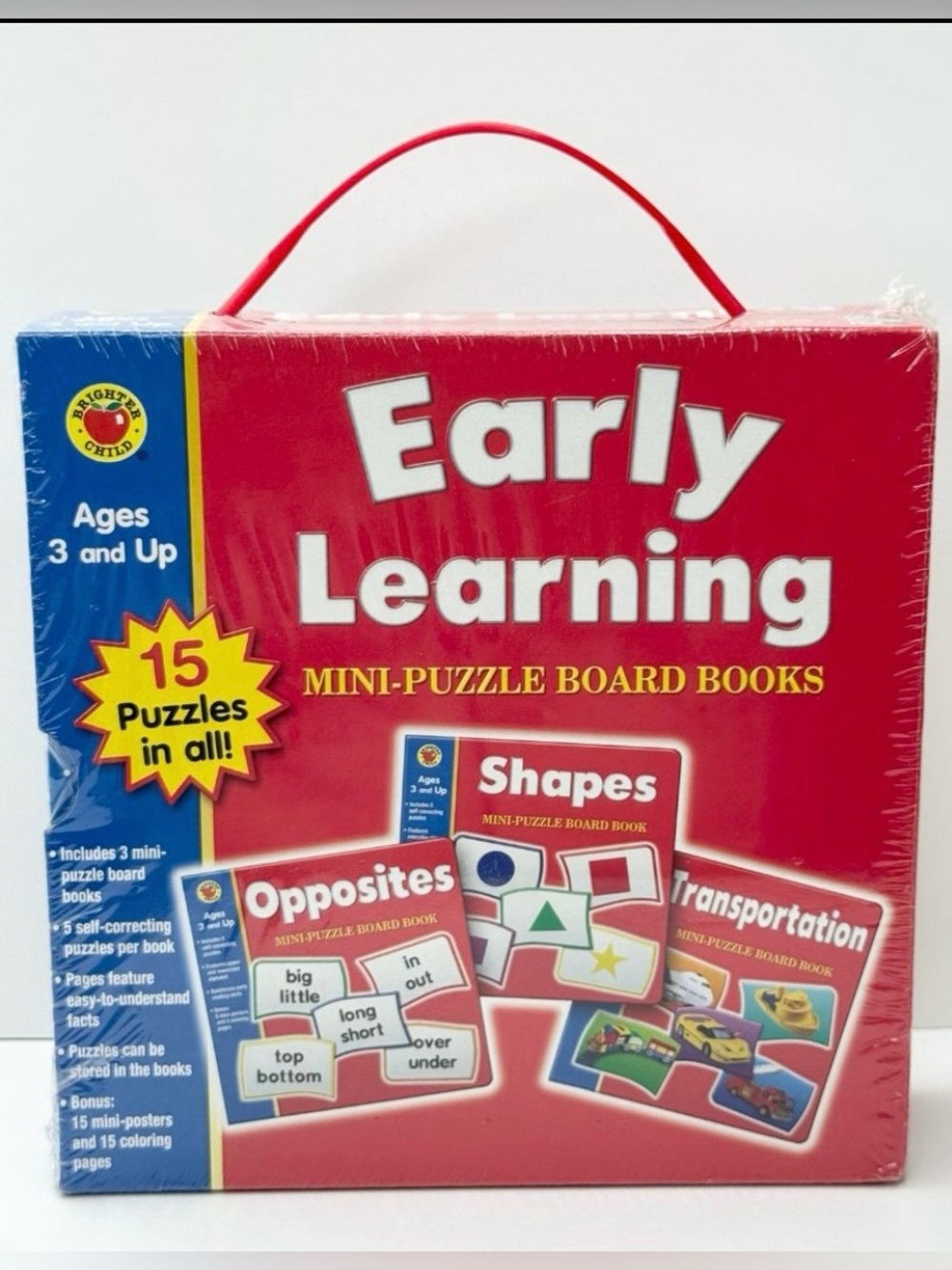 Brighter Child Early Learning Mini-Puzzle Board Books Set 15 Puzzles Ages 3+